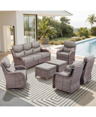Outdoor Patio Furniture Set-7 Pieces All-Weather Wicker Furniture with Swivel Patio Chairs Outdoor Patio Conversation Sets
