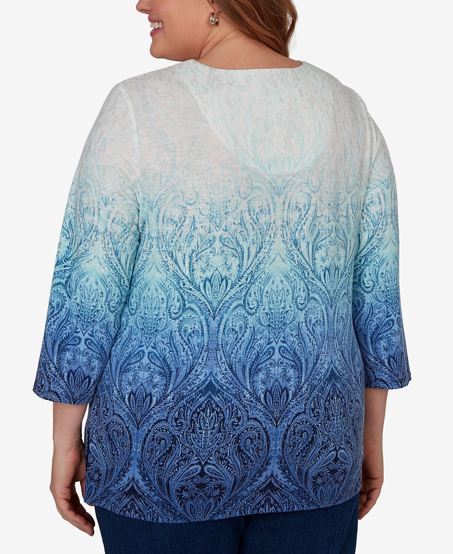 Plus Size Ombre Medallion Knit Top