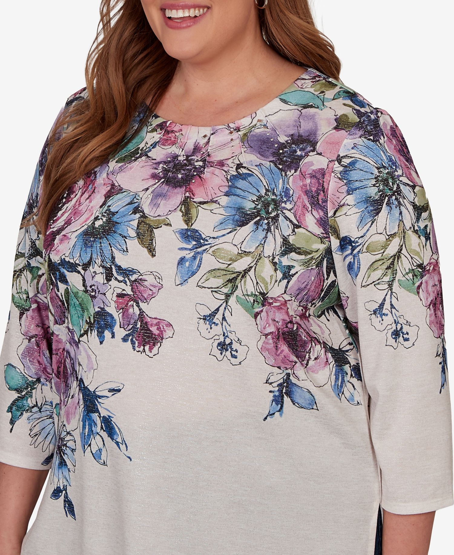 Plus Size Falling Roses Knit Top