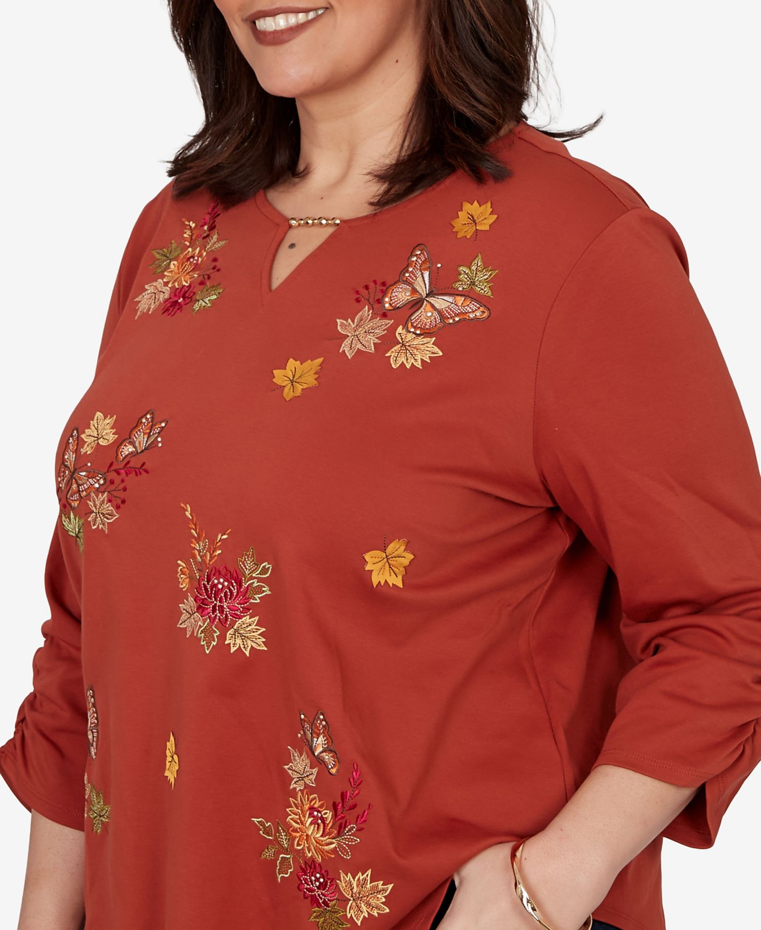 Plus Size Tossed Floral Butterfly Top