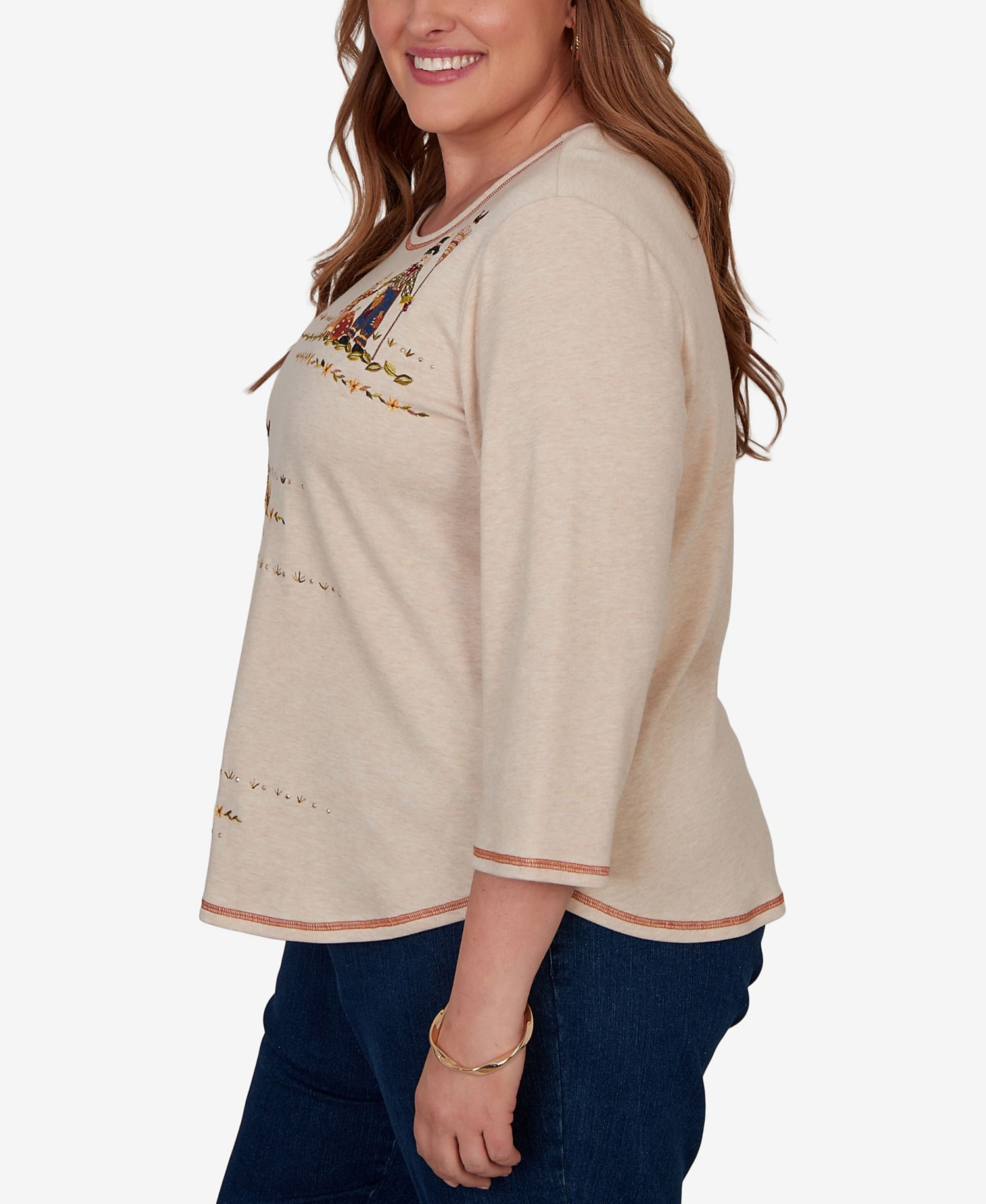 Plus Size Scarecrow Family Embroidered Top