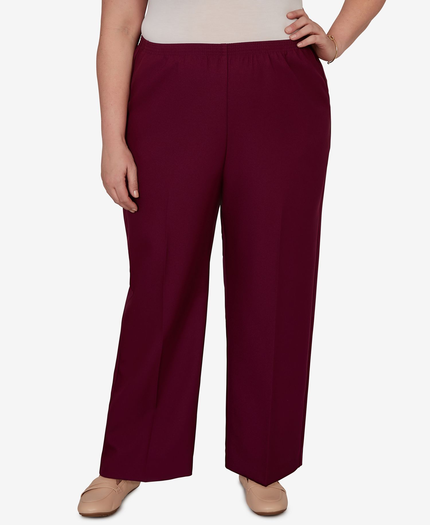 Plus Size Colored Pull-On Pants