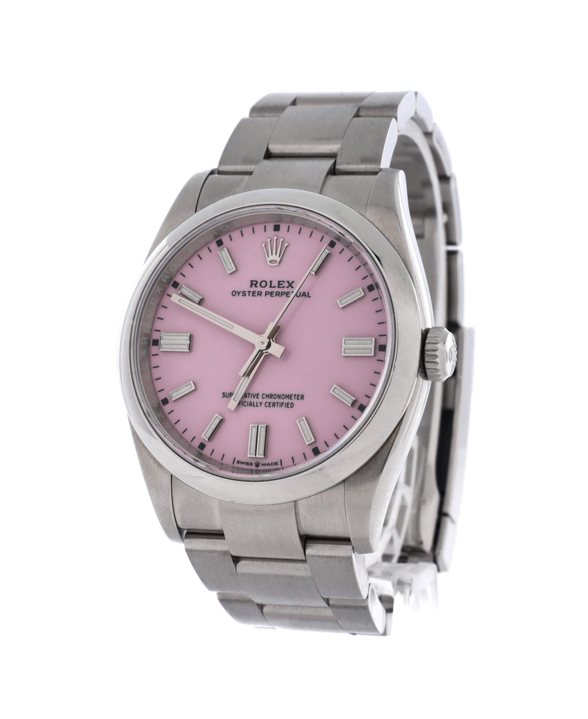 Pre-Owned Rolex Oyster Perpetual Candy Pink Automatic Watch in Stainless Steel 36mm