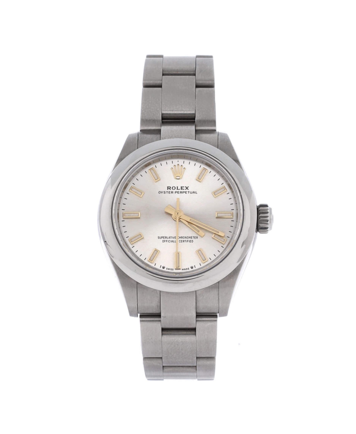 PreOwned Rolex Oyster Perpetual Automatic Watch in Stainless Steel 28mm  Dial color silver