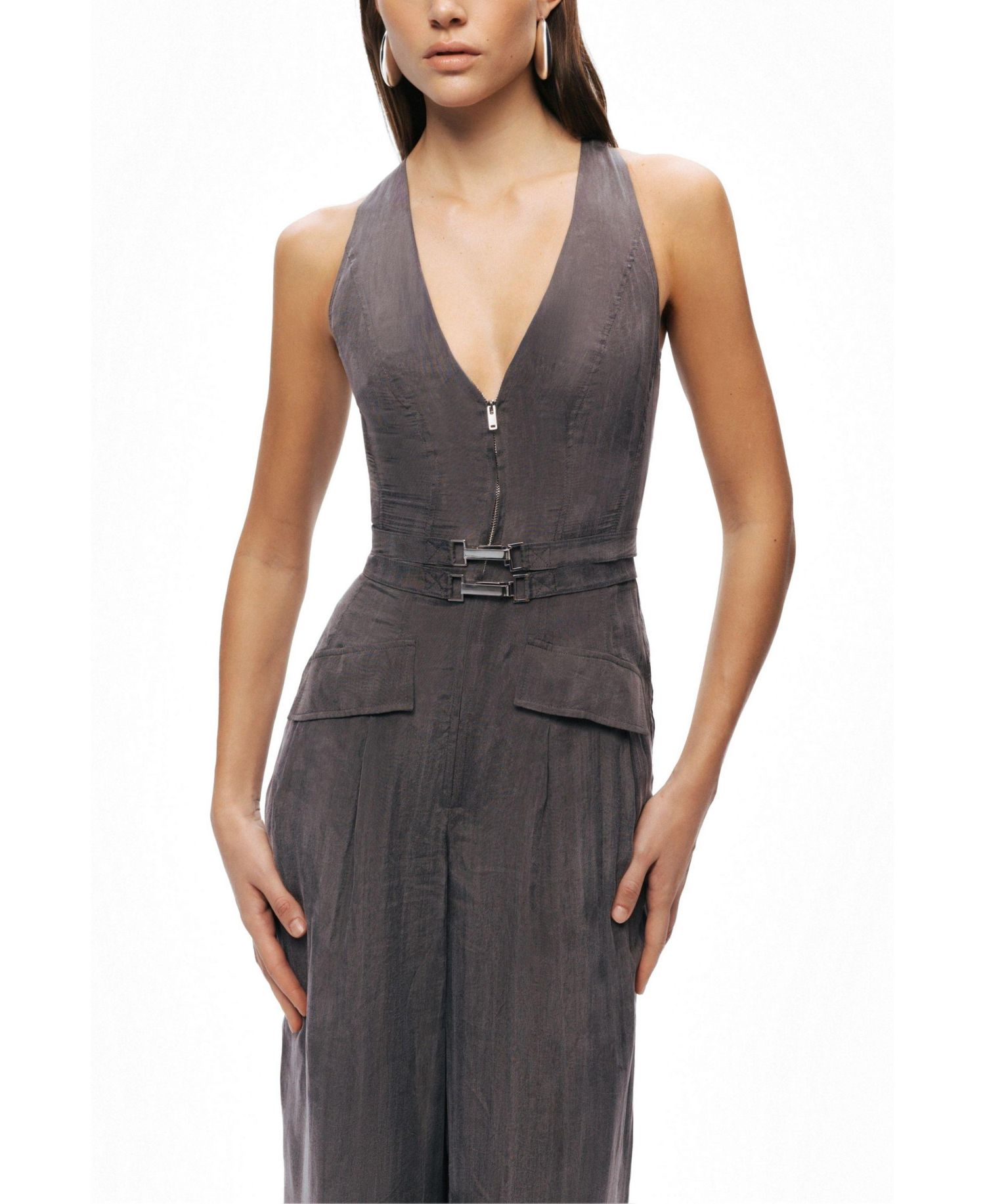 Women's Metal Belt Detail Jumpsuit