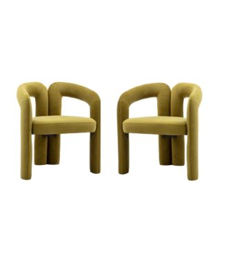 Contemporary Designed  Fabric Upholstered Dining ChairmBarrel Side Chairs Kitchen Armchair for Living Room set of 2