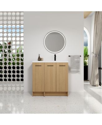 36 Inch Freestanding Bathroom Vanity with Modular Storage Cabinets, Integrated Resin Sink, Modern Soft-Close Doors Design
