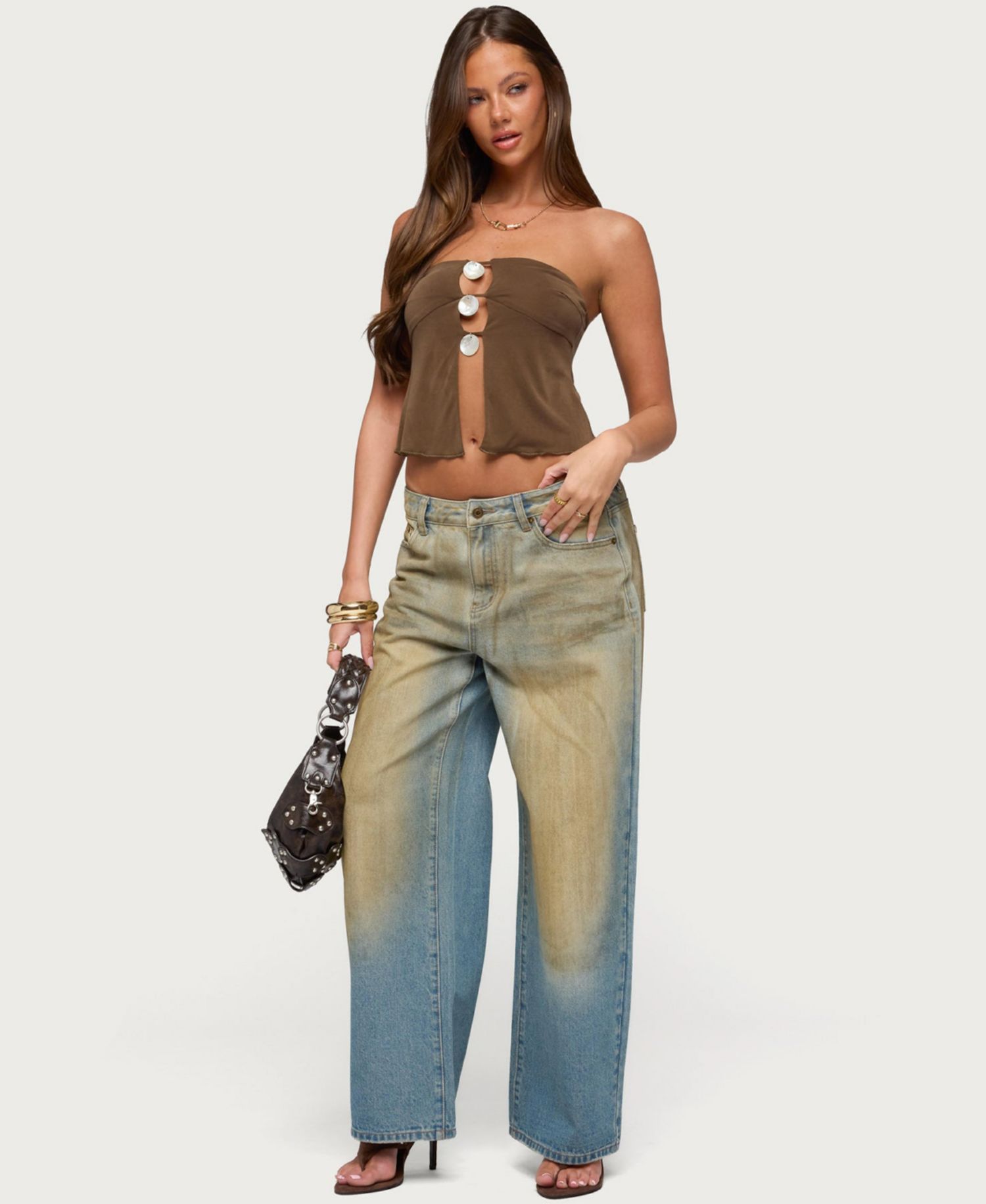 Women's Lee Iridescent Strapless Cutout Top
