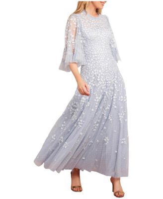 Women's Scatter Blossom Round Neck Ankle Gown