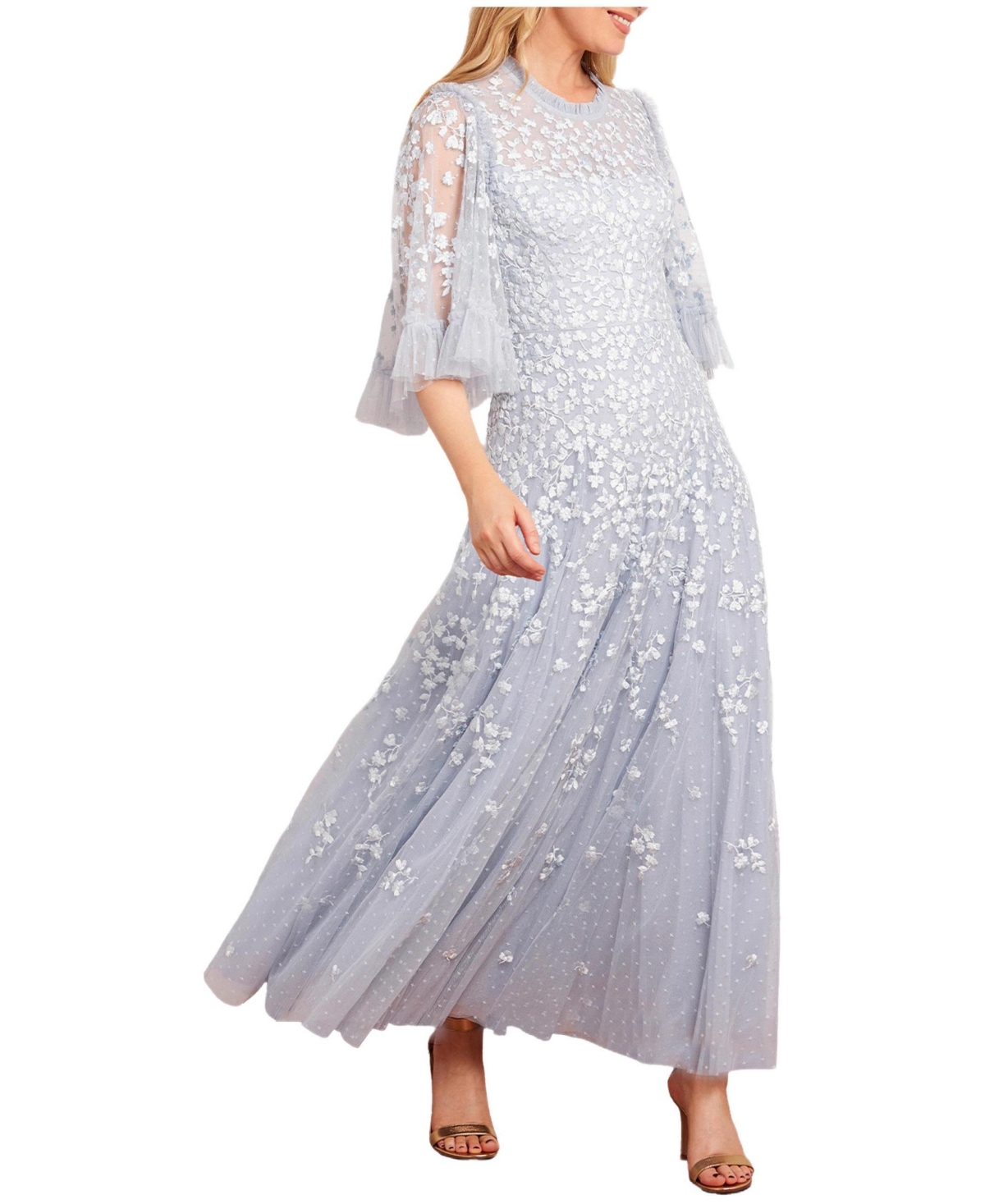 Needle & Thread Women's Scatter Blossom Round Neck Ankle Gown