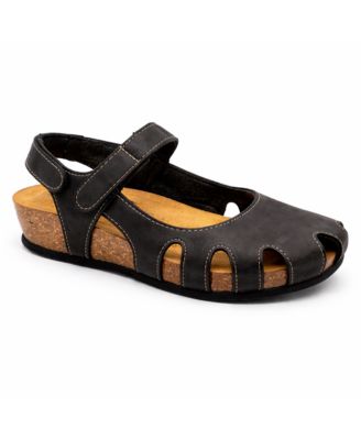 Women's Full Grain Suede Leather Closed-Toe Sandal Amy 2v
