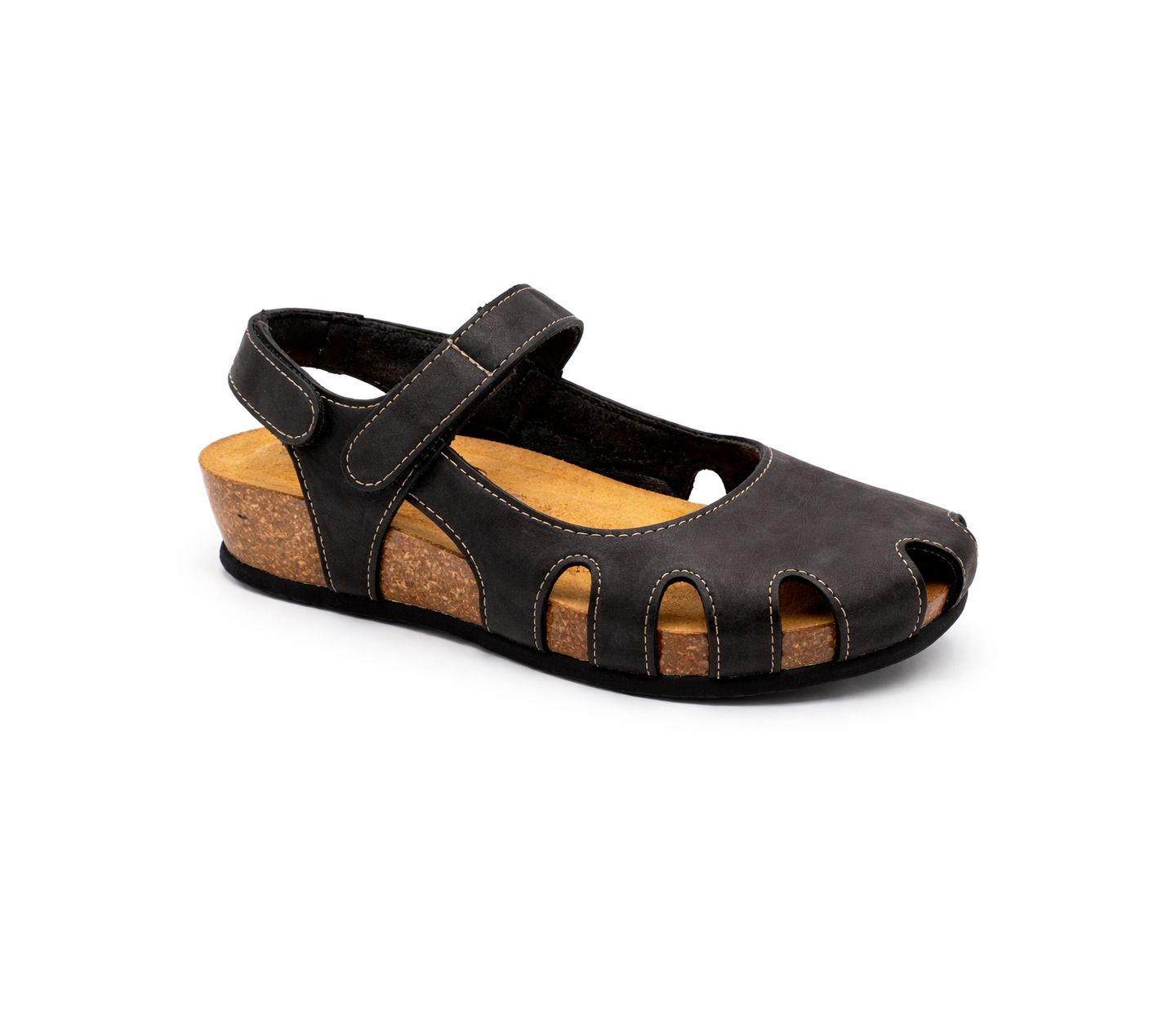 Женские сандалии Plakton Full Grain Suede Leather Closed-Toe Sandal Amy 2v, цвет: Чёрный — фото 1