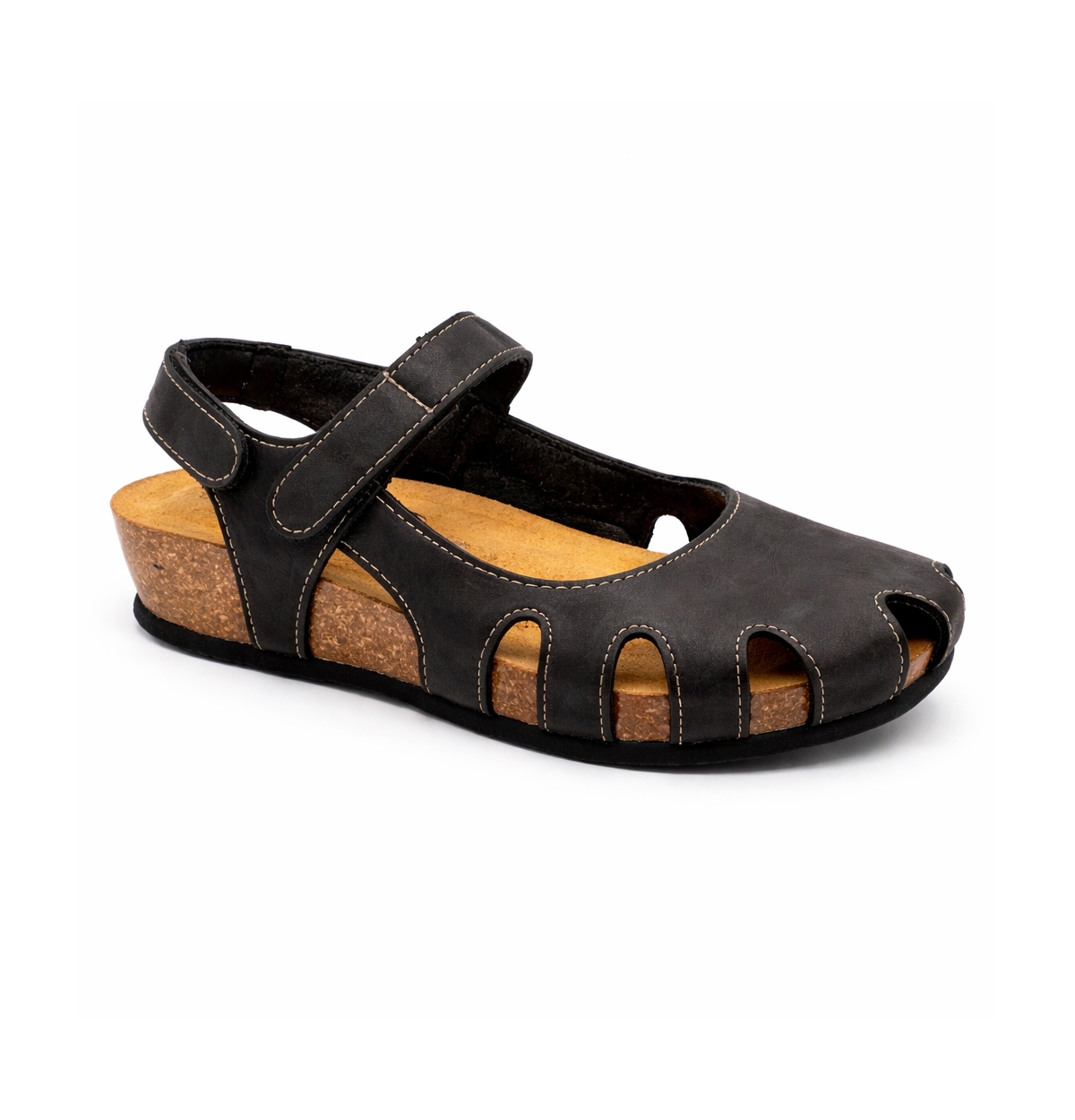 Plakton Women's Full Grain Suede Leather Closed-Toe Sandal Amy 2v