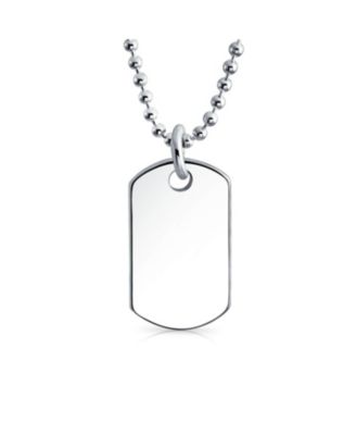 Army Dog Tag Blank Pendant Necklace .925 Sterling Silver with Ball Chain 16 inch