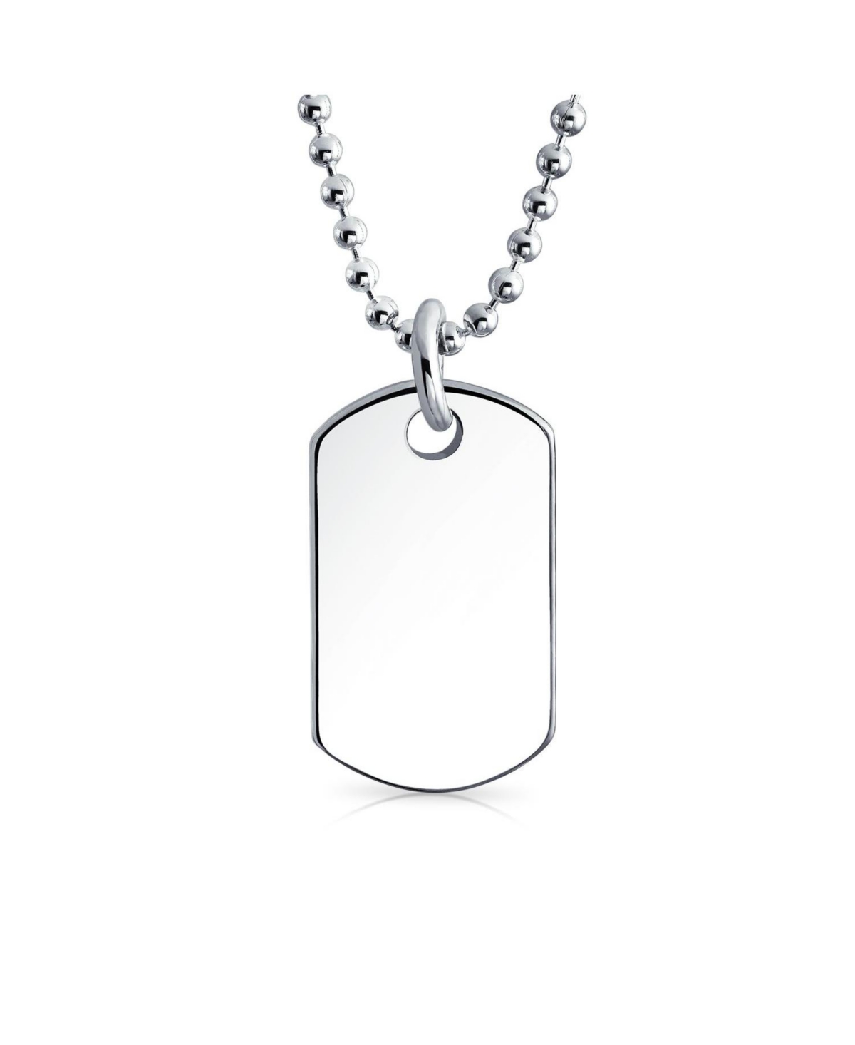 Bling Jewelry Army Dog Tag Blank Pendant Necklace .925 Sterling Silver with Ball Chain 16 inch - Silver