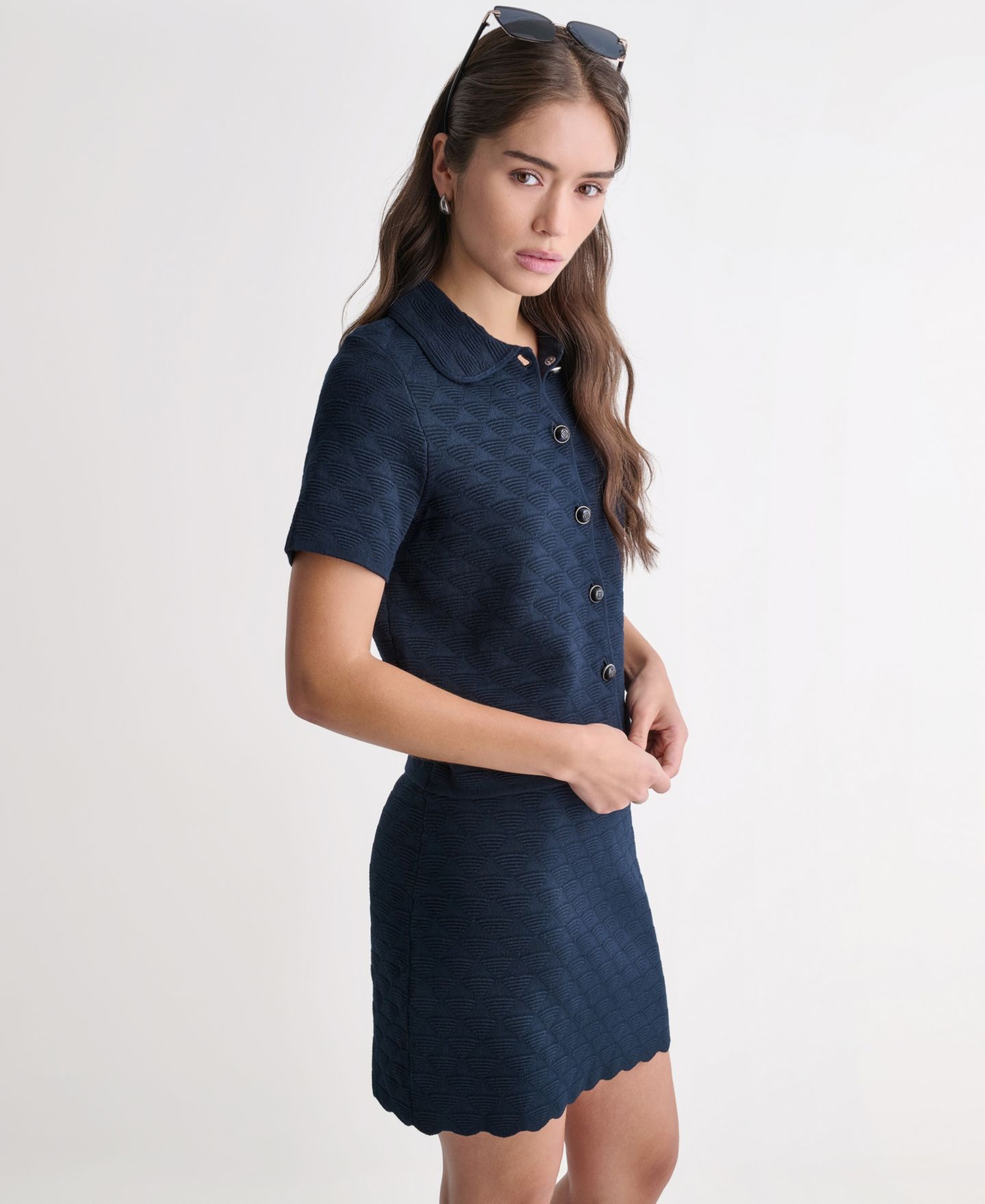 Женская куртка BCBG Collared Button-Front, цвет: Глубокий морской — фото 3