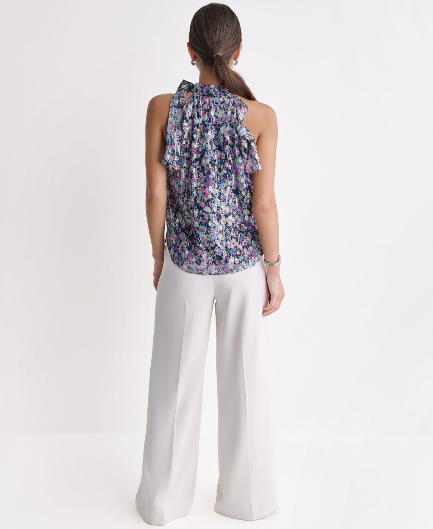 Женский топ BCBG Printed Sleeveless Halter, цвет: Морской разноцветный — фото 7