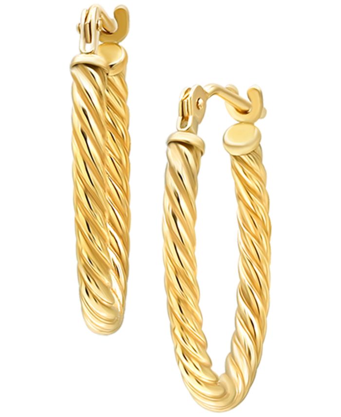 Corrugated Hoop Earrings in 10k Yellow Gold