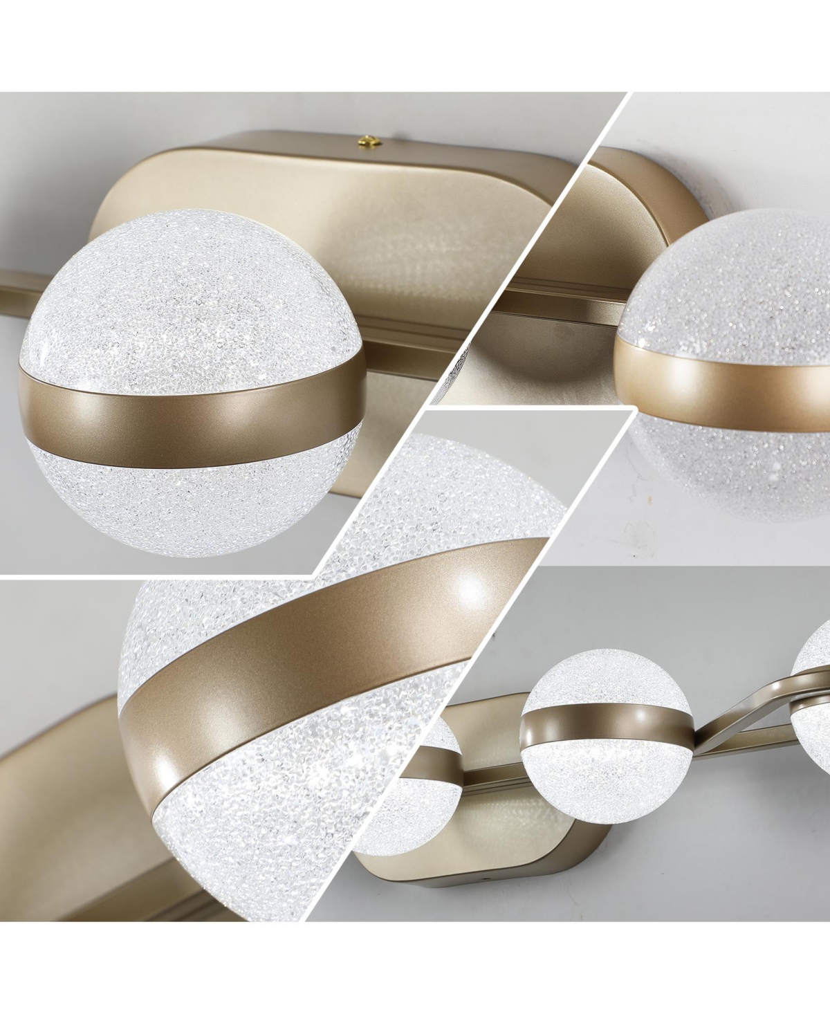 Midola Bathroom Vanity Light, Led 5 Bulb Crystal Sand Acrylic Shades, Wall Mounted Decorative Lighting Fixture, Suitable for Bathroom Vanity Mirror