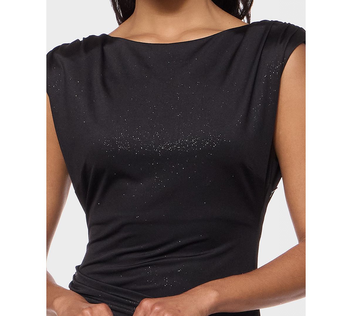 Alex & Sophia Juniors' Cap-Sleeve Glitter Knit Ruched Dress view 3 — MAYCSS fashion products