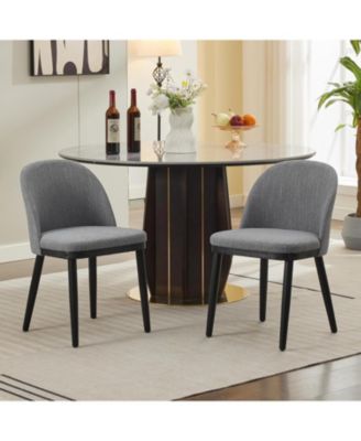 Set of 2 Wooden Dining Chairs, Upholstered Fabric Dining Room Chairs with High Back and Deep Seat, Modern Farmhouse Kitchen Chairs