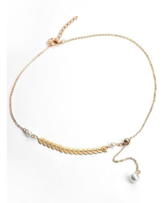 Women's Gold Plated White Pearl Beaded Necklace