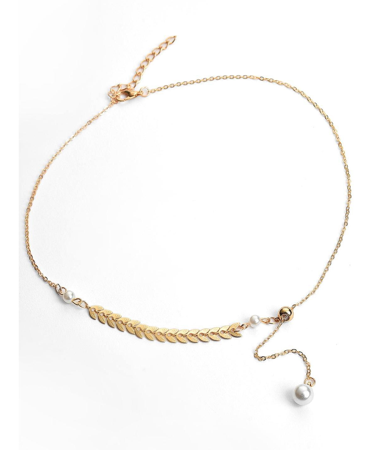 Sohi Women's Gold Plated White Pearl Beaded Necklace