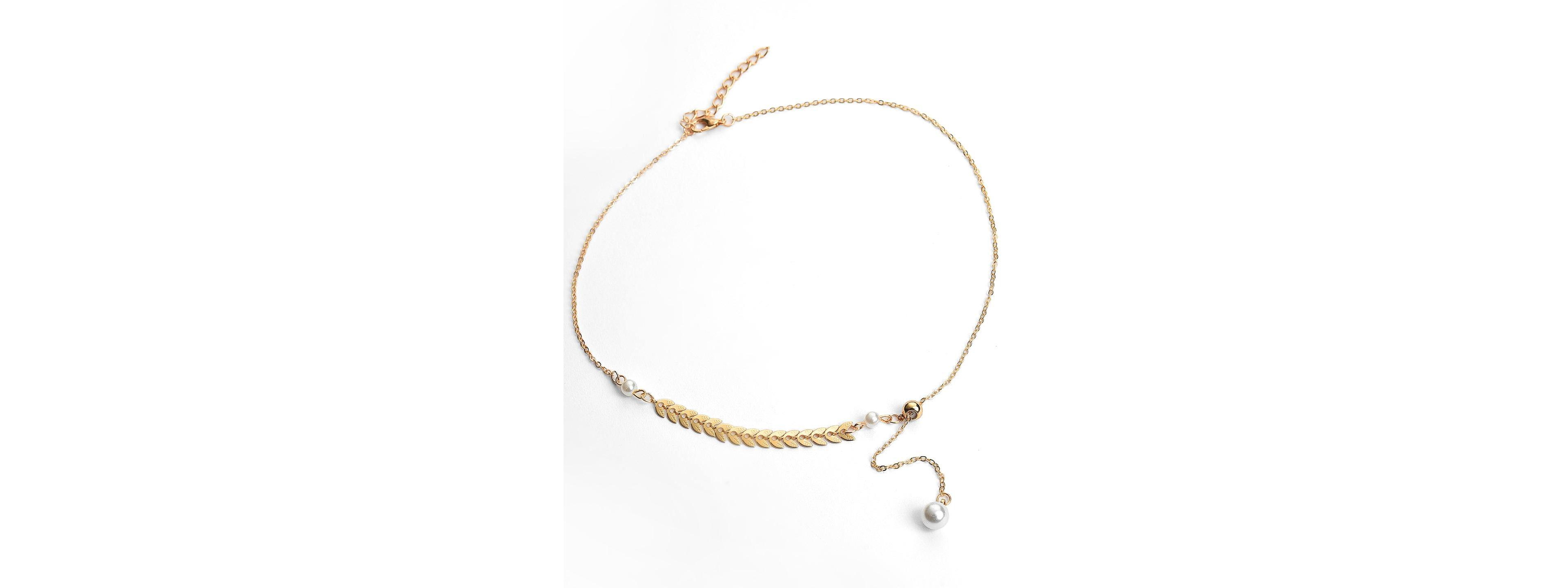 Sohi Women's Gold Plated White Pearl Beaded Necklace