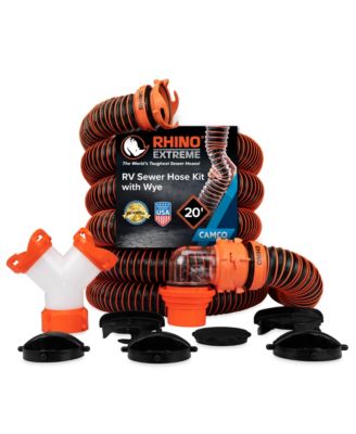 Rhino Extreme 20 Feet Sewer Hose Kit with 360 Degree Clear Swivel Wye Fitting