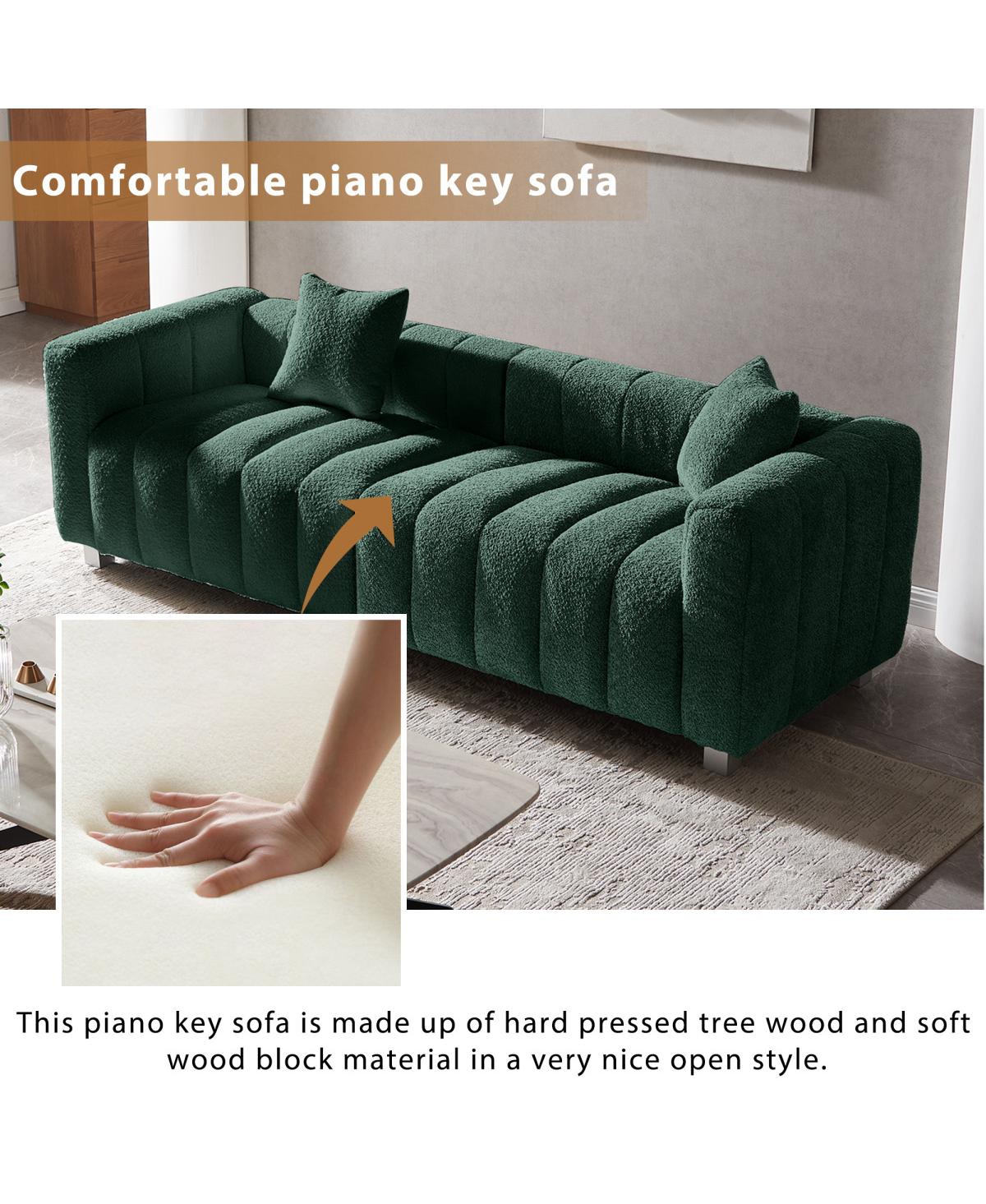 Streamdale Furniture Premium Velvet 3-Seater Sofa with Metal Legs and 2 Pillows