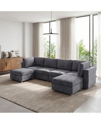 Modular 6-Seater Convertible Sectional Sofa with Storage