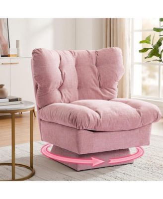 Oversized Chenille Swivel Chair, 360degree(s) Lounge Chair, Extra-Wide 20.8" Seat, Thick Cushion, Cozy, Living Room
