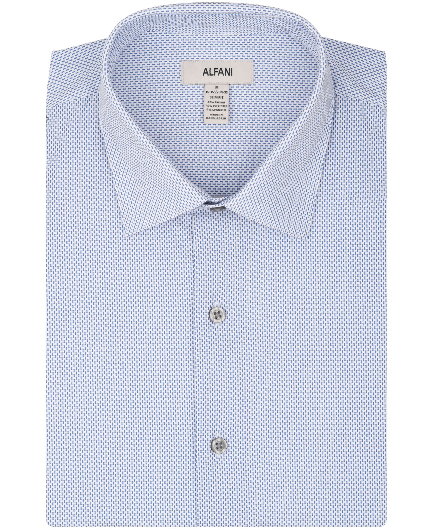 Мужская рубашка Alfani Slim-Fit Spread Collar Dress Shirt, цвет: Синий — фото 7