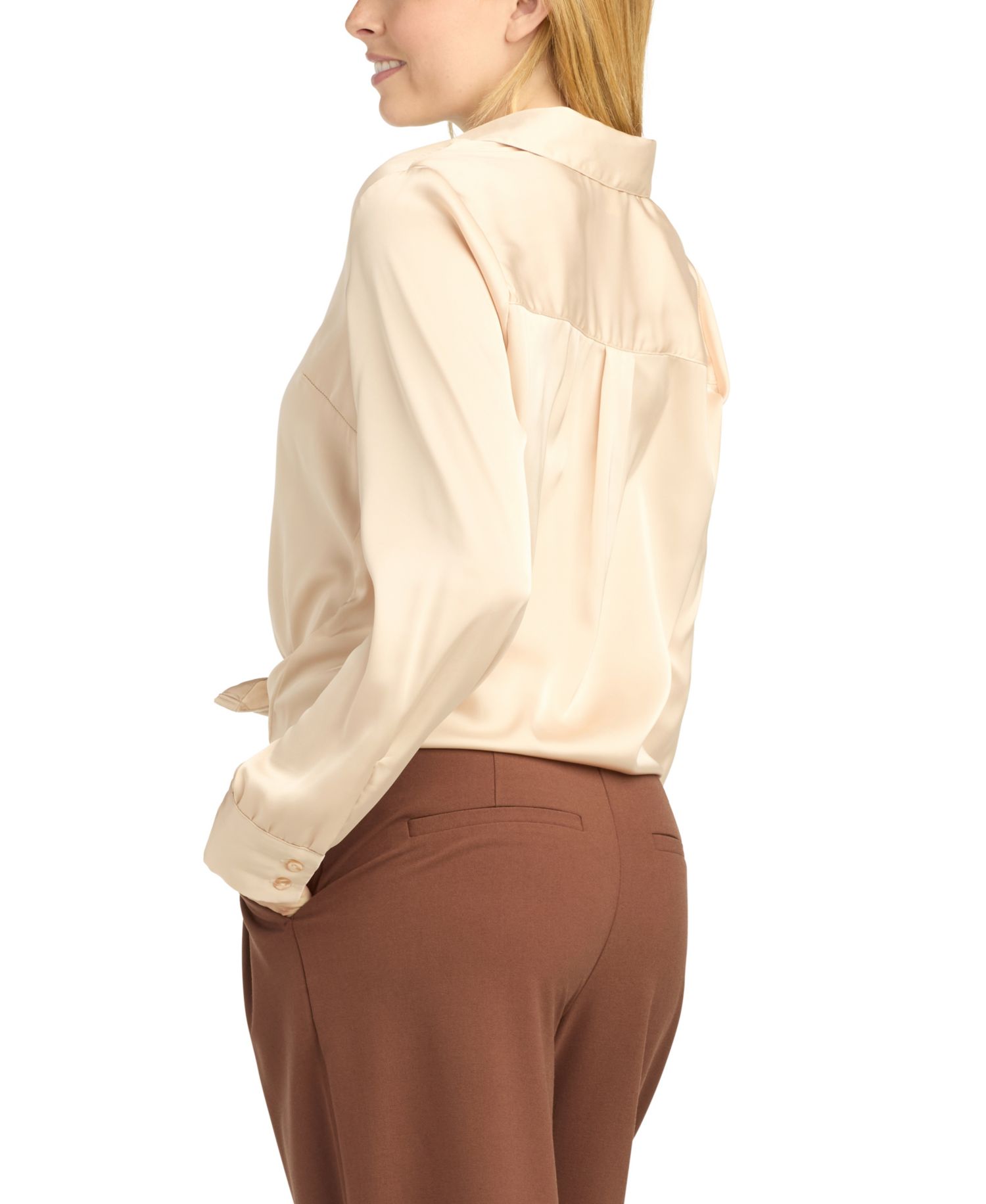 Juniors' Stretch Satin Button-Up Shirt