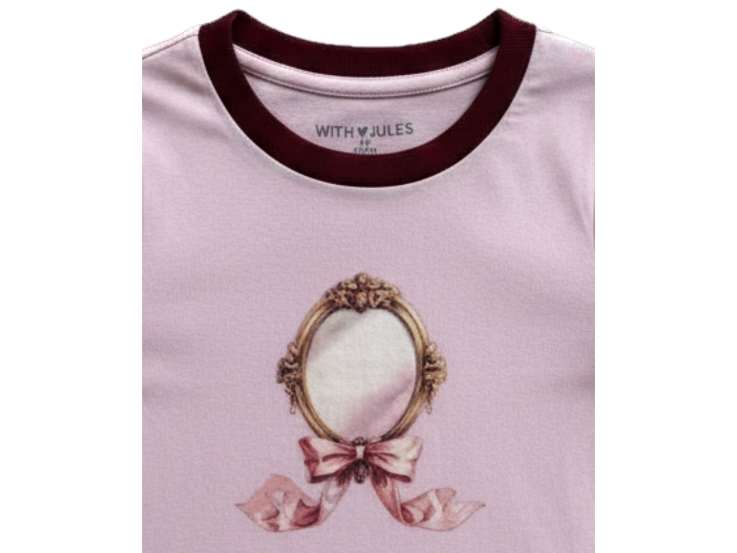 Футболка With Jules Mirror Graphic Crewneck Short-Sleeve T-Shirt для девочек, цвет: Светлый пастельный розовый — фото 3