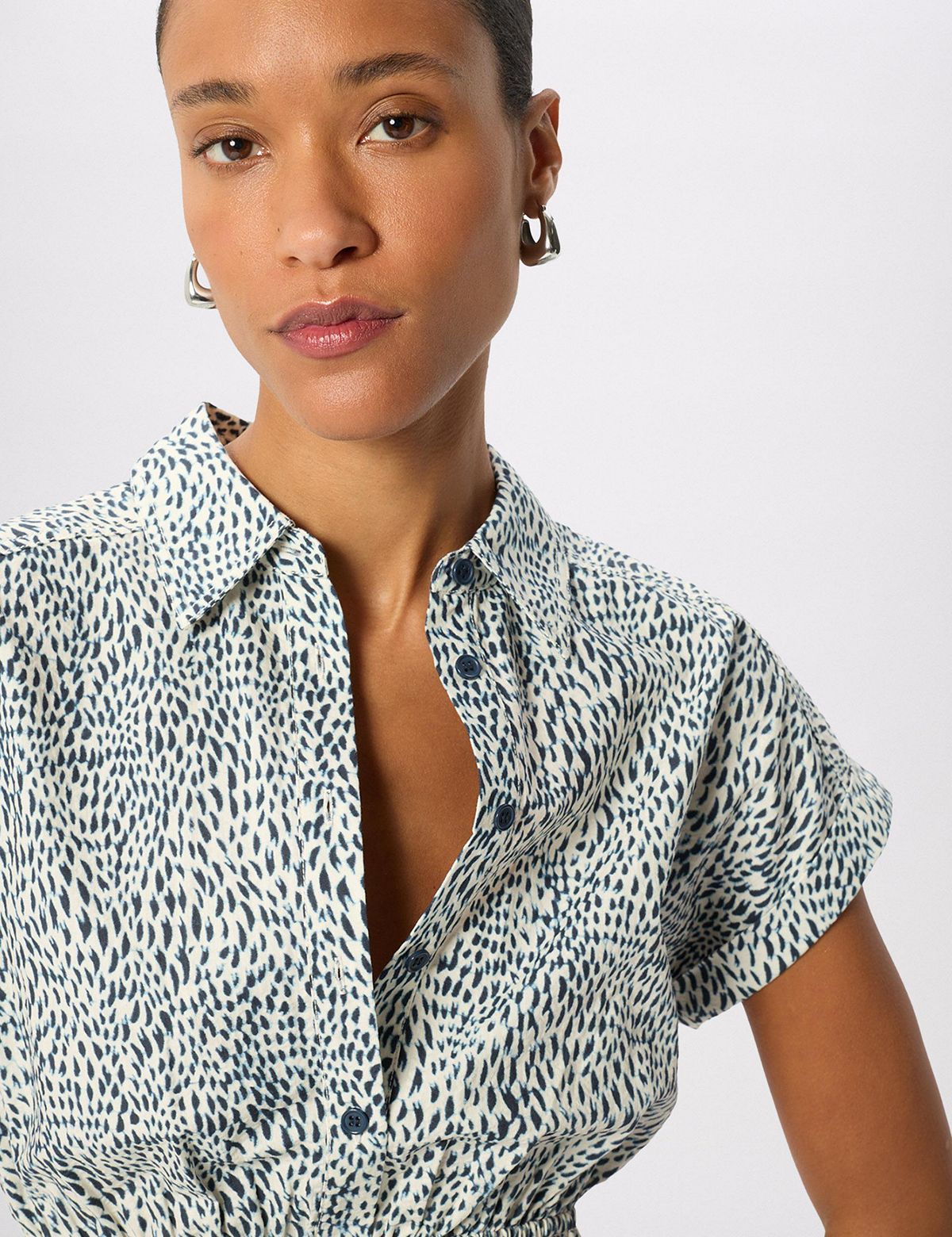 Whistles Women's Flecked Animal Collared Dress view 2 — MAYCSS fashion products