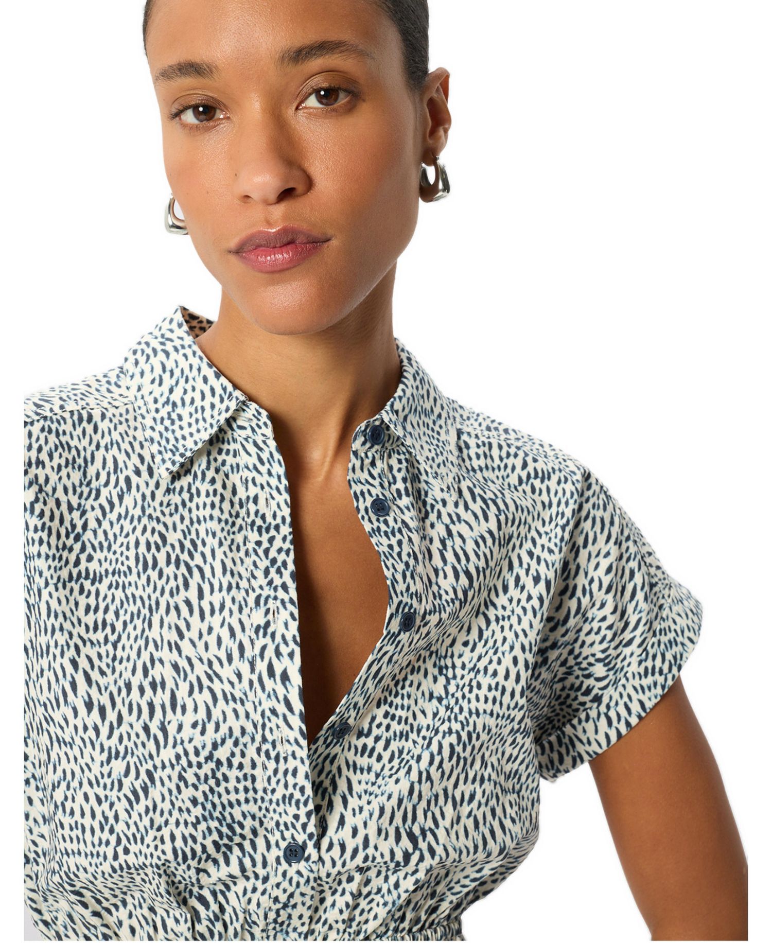Women's Flecked Animal Collared Dress