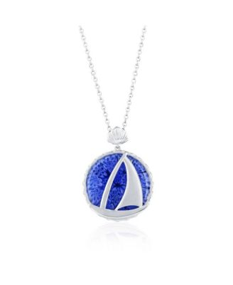 Sterling Silver Floral Venetian Murano Glass Sailboat Necklace