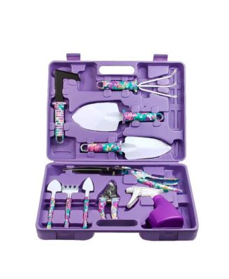 Garden Tools Set Purple Flower Print Handle Trowel Rake Kit