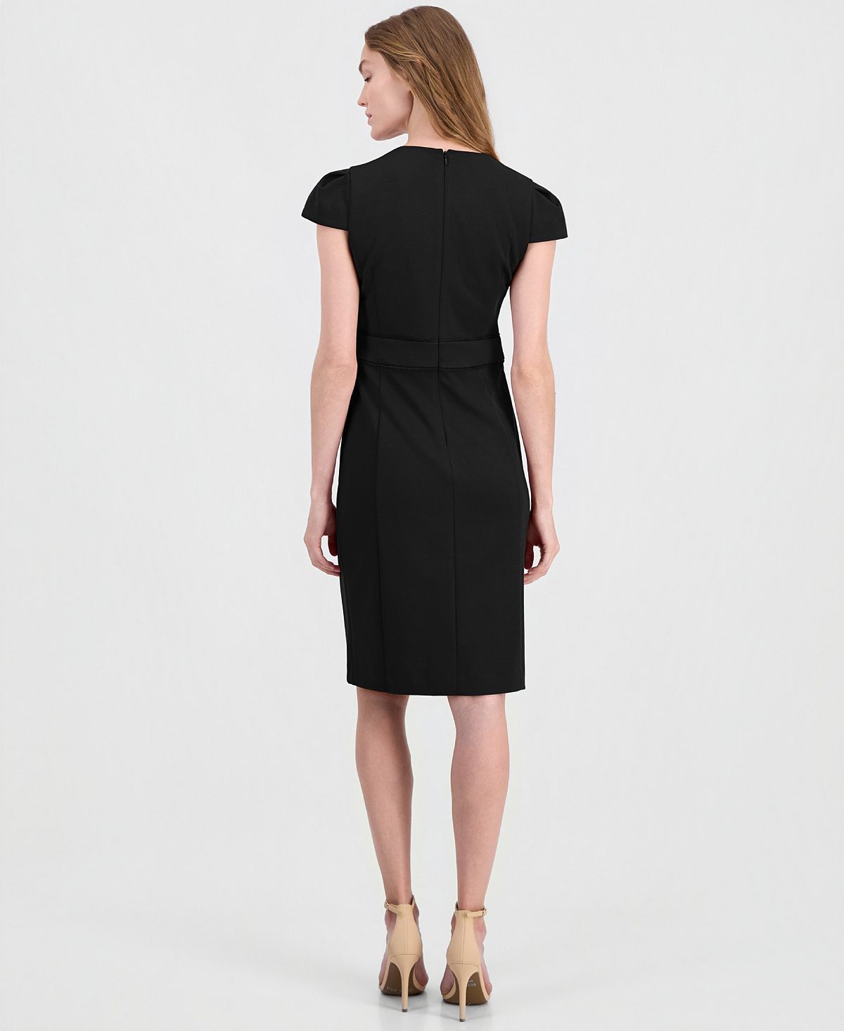 Anne Klein Women's Trim Seam Detail Crewneck Sheath Dress view 5 — MAYCSS fashion products