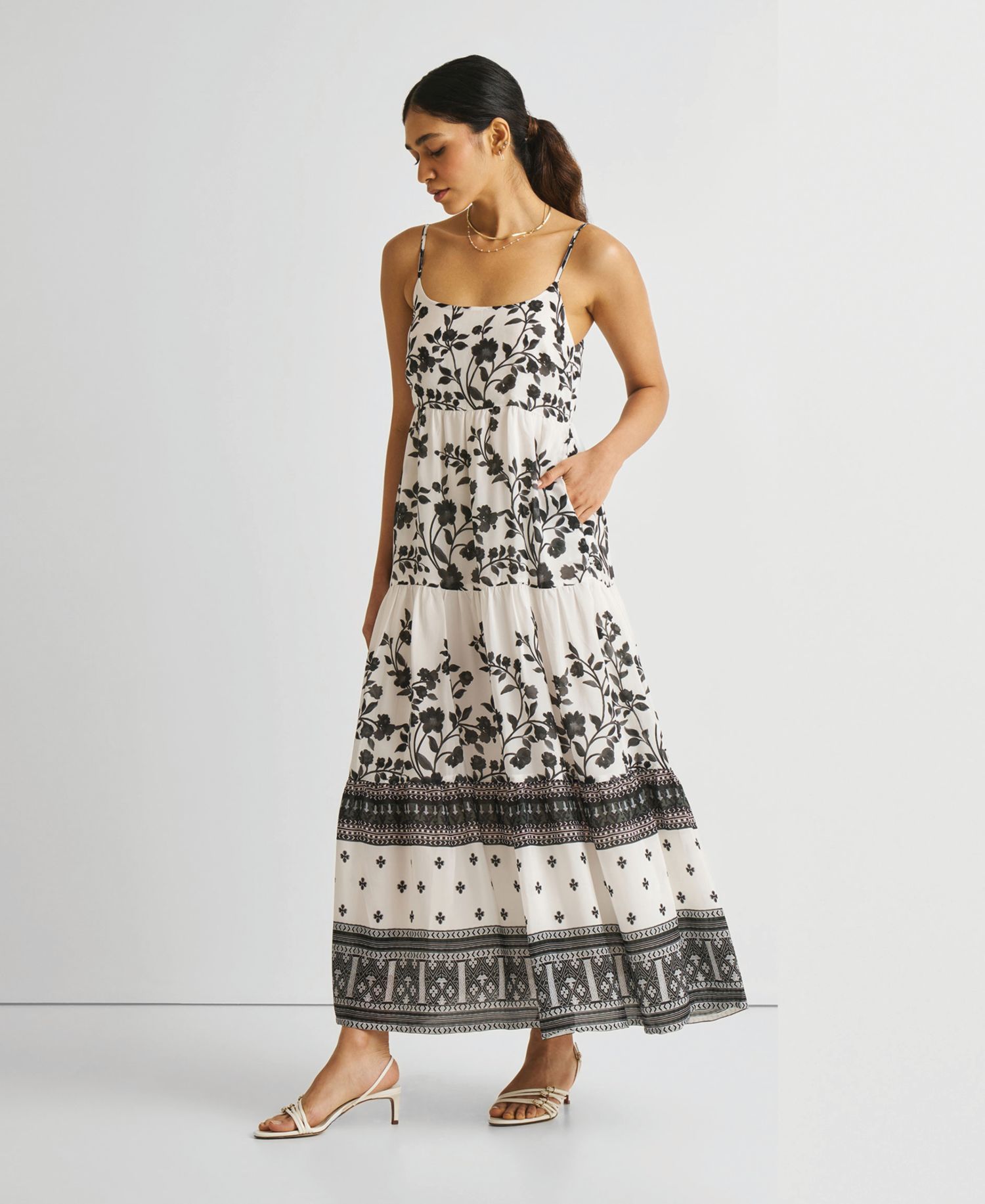 Women's Strappy Tiered Maxi Dress