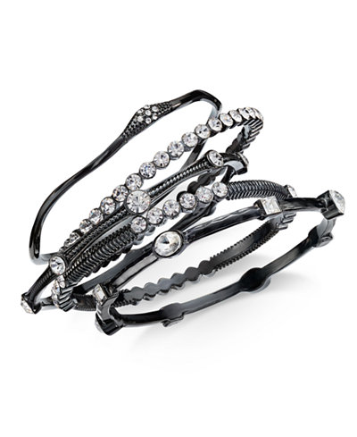 ABS by Allen Schwartz Hematite-Tone 5-Pc. Set Crystal Bangle Bracelets