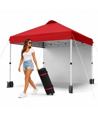 10x10 Pop Up Canopy Tent With Sidewall, Easy Setup, UPF 50+ Protection, Adjustable, Portable, Includes Wheeled Bag, Stakes And Sandbags