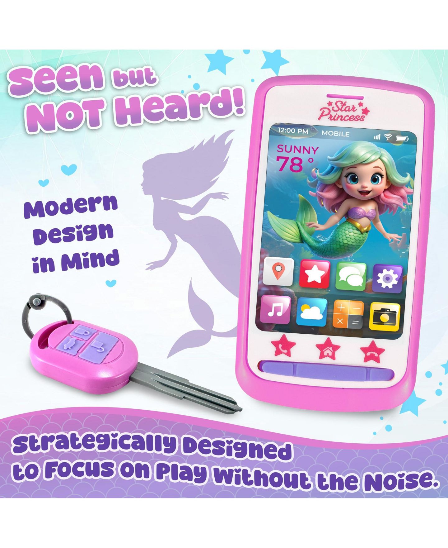 Детский игровой набор GNUADZ Mermaid Pretend Makeup 6-Piece Playset, Ages 5+, цвет: Фиолетовый — фото 4
