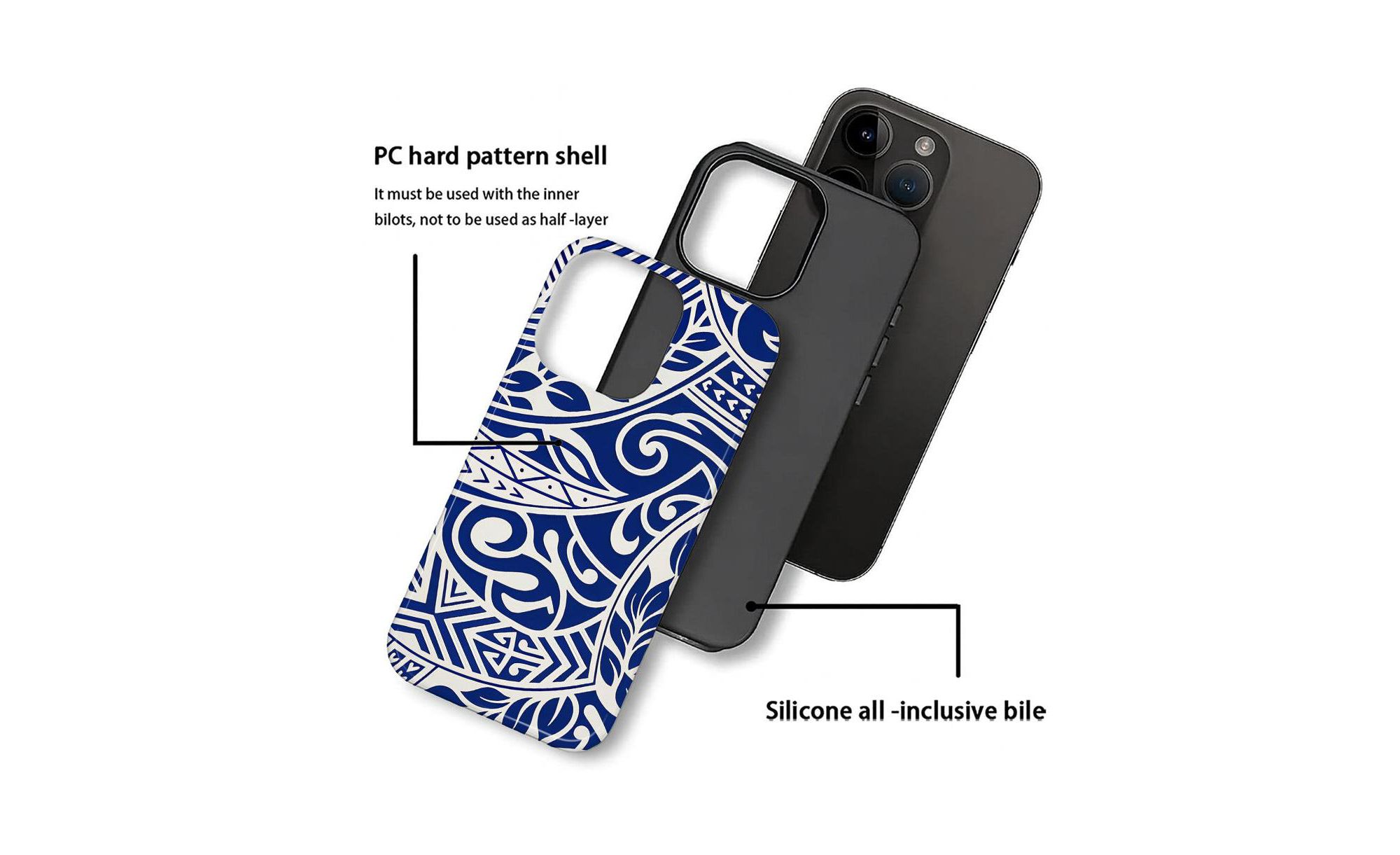 Ocean Tribal Flow Dual-Layer Shockproof Case for iPhone 16 Pro Max — Image 3