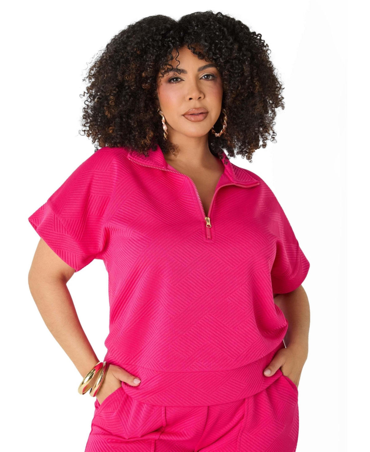 Ashley Stewart Women's Ribbed Athletic Knit Pullover