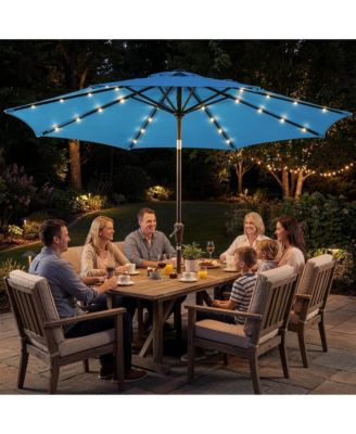 10Feet Solar LED Patio Umbrella With 32 Lights, Outdoor Umbrella With Tilt And Crank, 8 Iron Ribs For Garden Deck Pool - Multiple Colors