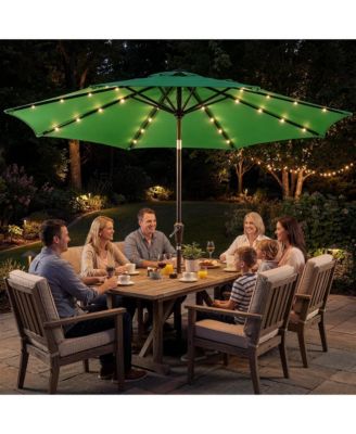 10Feet Solar LED Patio Umbrella With 32 Lights, Outdoor Umbrella With Tilt And Crank, 8 Iron Ribs For Garden Deck Pool - Multiple Colors