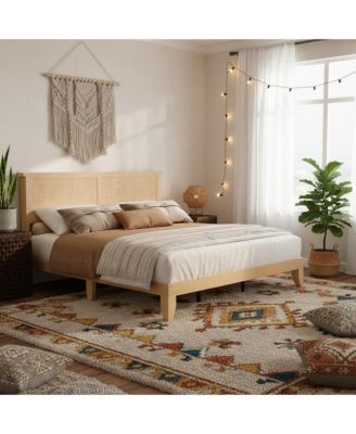 Rattan Bed Frame with LED Headboard