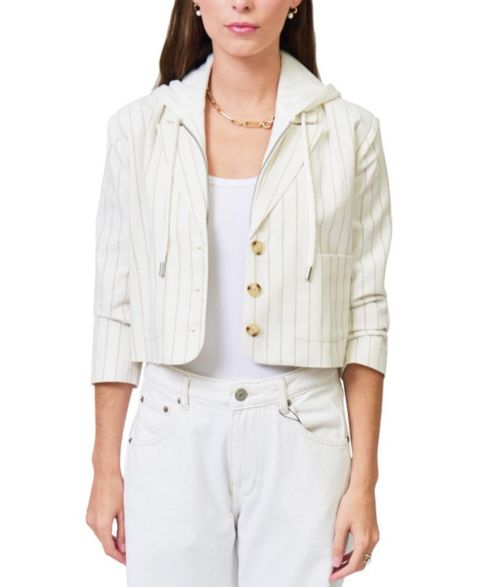 Женская куртка Central Park West Serena Cropped Sleeve Dickey, цвет: Слоновая кость белый